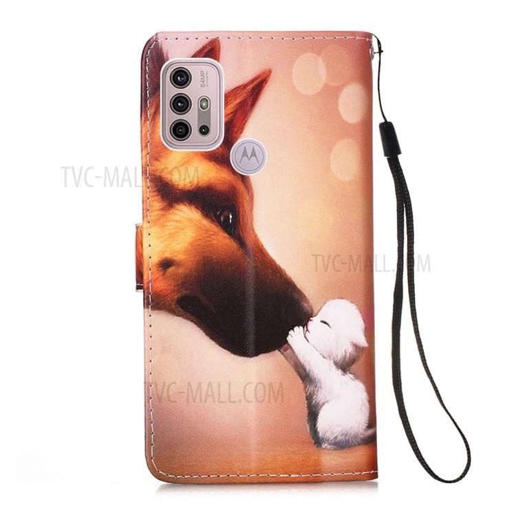 Leather Wallet Protector Pattern Printing Design Stand Case for Motorola Moto G10/G30/G10 Power - Dog Kiss-3