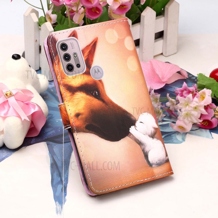 Leather Wallet Protector Pattern Printing Design Stand Case for Motorola Moto G10/G30/G10 Power - Dog Kiss-7