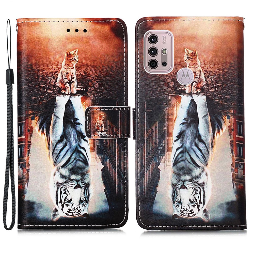 Wholesale Leather Wallet Protector Pattern Printing Design Stand Case for Motorola  Moto G10/G30/G10 Power - Cat and Tiger from China | TVC-Mall.com