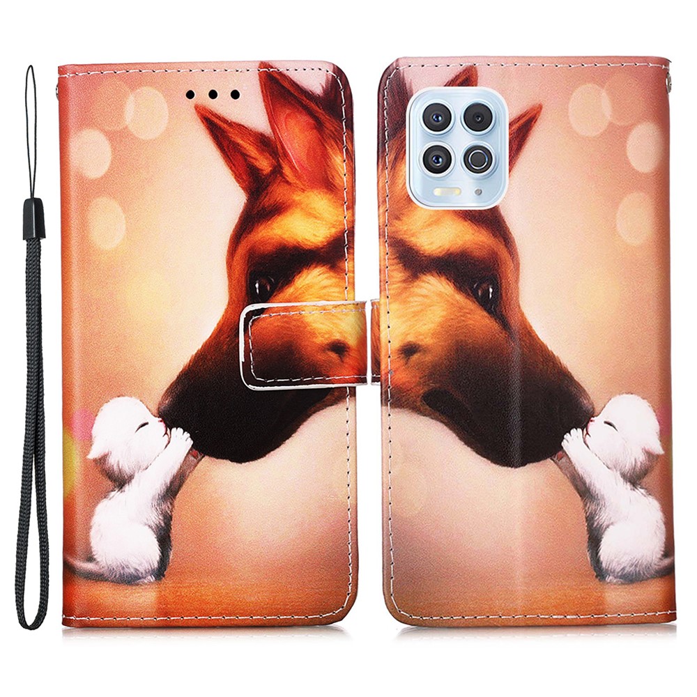 Well-Protected Pattern Printing Design Leather Wallet Protector Stand Case for Motorola Moto G100/Edge S - Dog Kiss-1