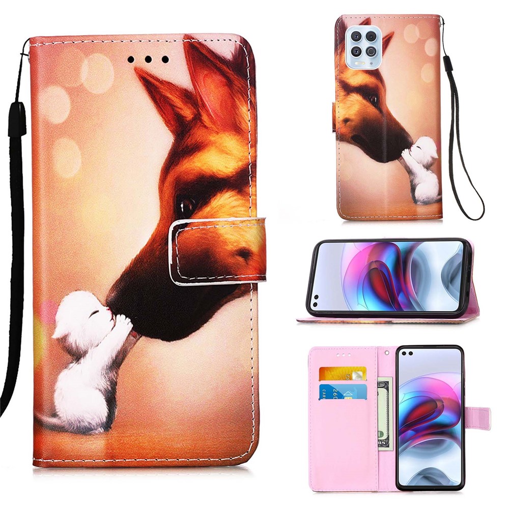 Well-Protected Pattern Printing Design Leather Wallet Protector Stand Case for Motorola Moto G100/Edge S - Dog Kiss-10