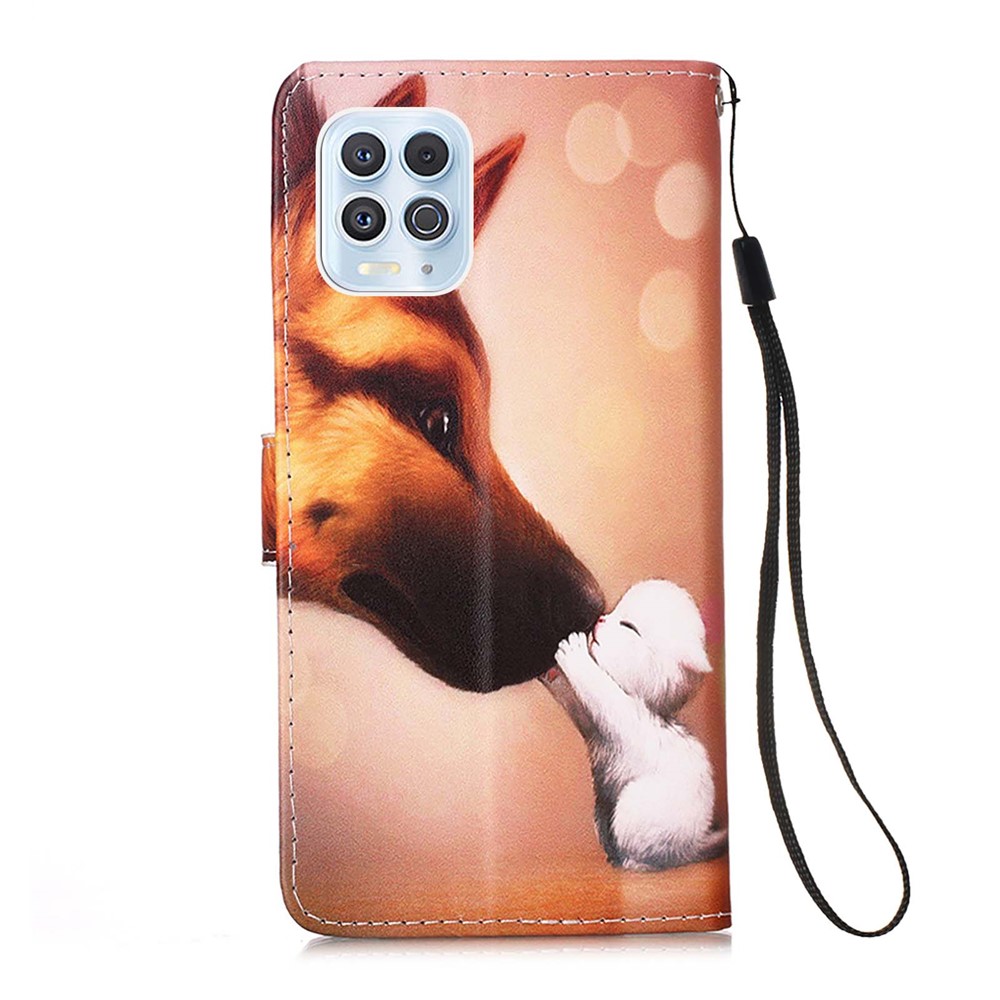 Well-Protected Pattern Printing Design Leather Wallet Protector Stand Case for Motorola Moto G100/Edge S - Dog Kiss-3