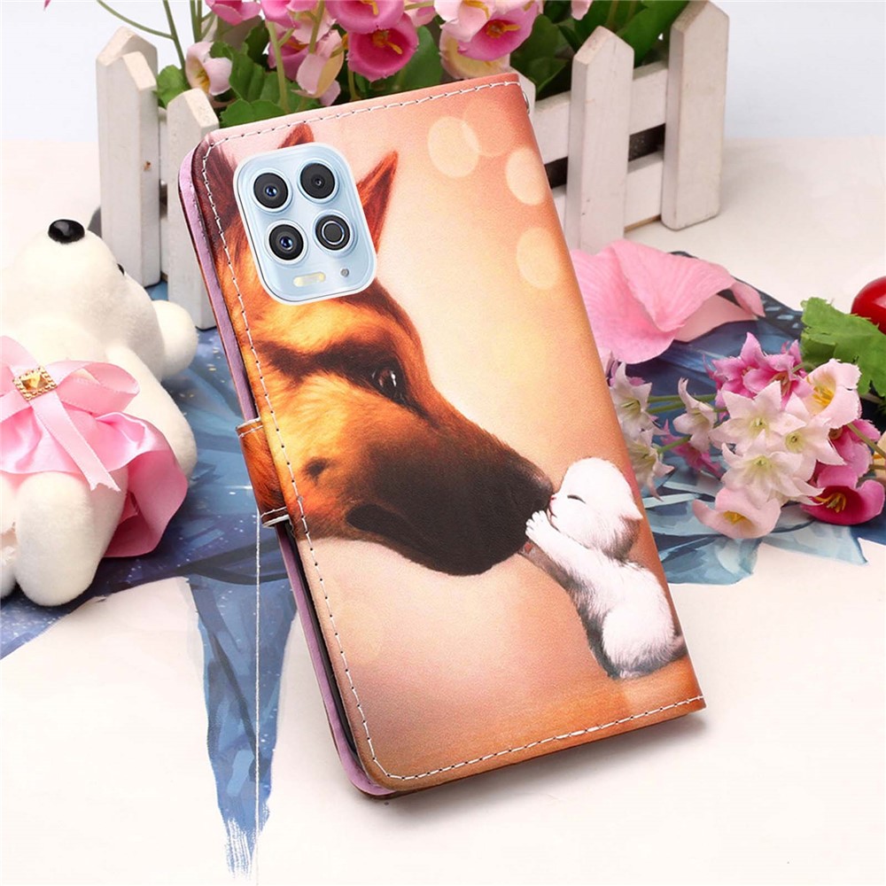 Well-Protected Pattern Printing Design Leather Wallet Protector Stand Case for Motorola Moto G100/Edge S - Dog Kiss-8