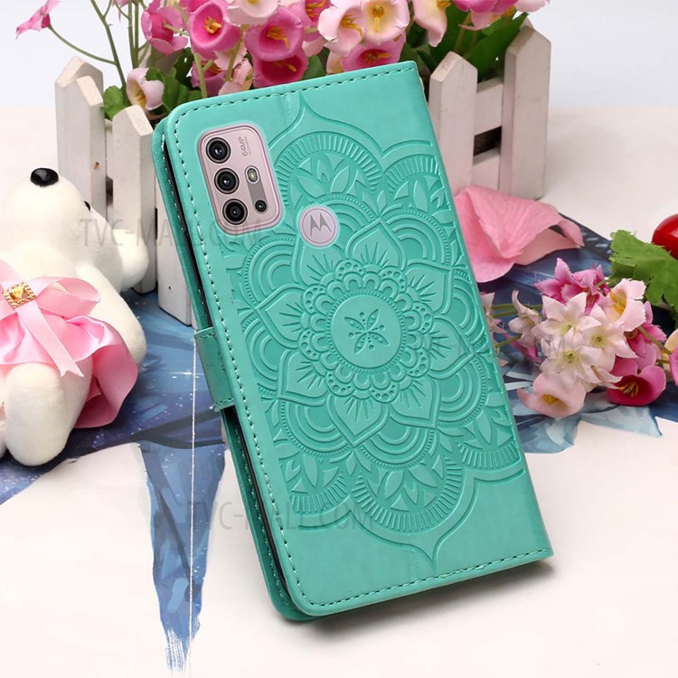 Imprinting Dream Catcher Pattern Leather Stand Case for Motorola Moto G10 Power / Moto G30 / Moto G10 - Green-10