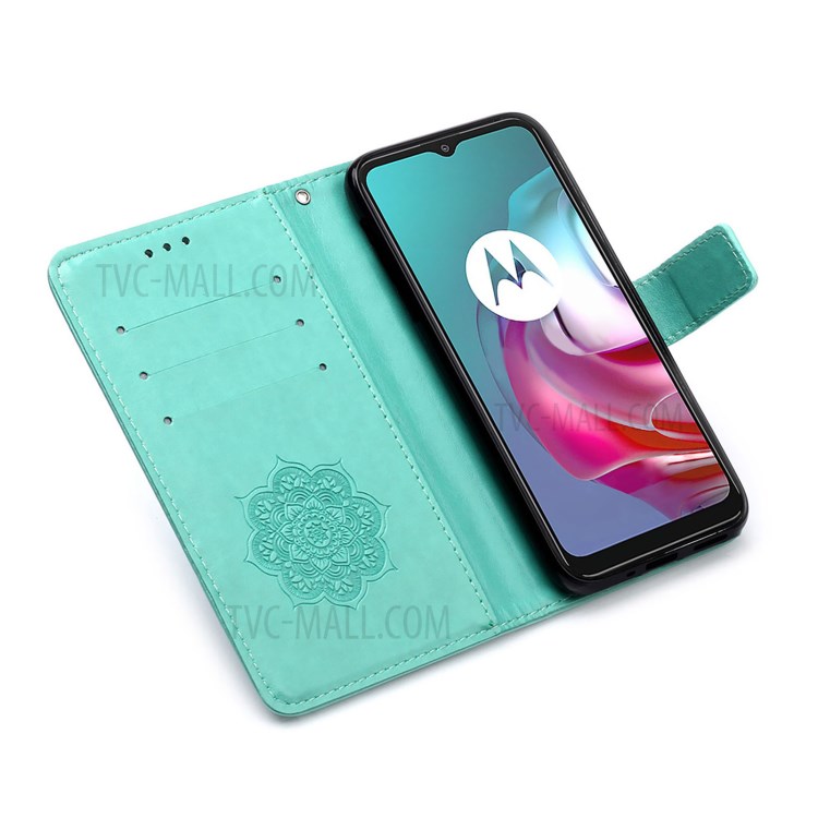 Imprinting Dream Catcher Pattern Leather Stand Case for Motorola Moto G10 Power / Moto G30 / Moto G10 - Green-6