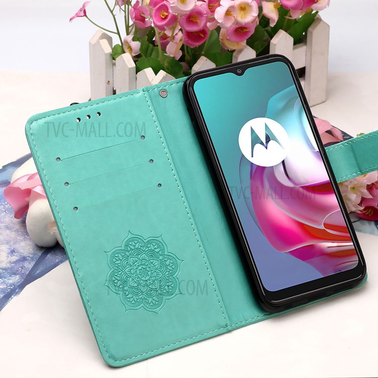 Imprinting Dream Catcher Pattern Leather Stand Case for Motorola Moto G10 Power / Moto G30 / Moto G10 - Green-8