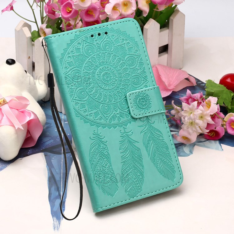Imprinting Dream Catcher Pattern Leather Stand Case for Motorola Moto G10 Power / Moto G30 / Moto G10 - Green-9