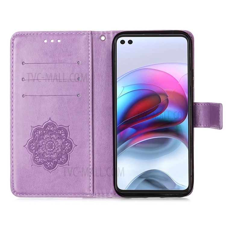 Imprinting Dream Catcher Pattern Design Magnetic Leather Stand Case for Motorola Moto G100 / Motorola Edge S - Purple-4