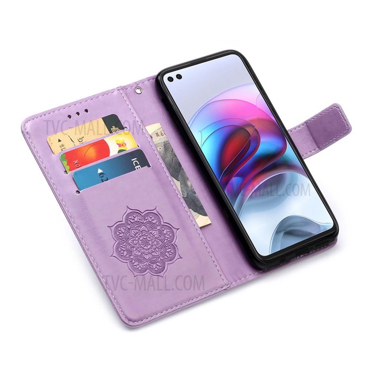 Imprinting Dream Catcher Pattern Design Magnetic Leather Stand Case for Motorola Moto G100 / Motorola Edge S - Purple-6