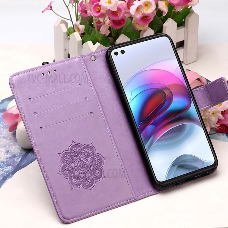 Imprinting Dream Catcher Pattern Design Magnetic Leather Stand Case for Motorola Moto G100 / Motorola Edge S - Purple-8
