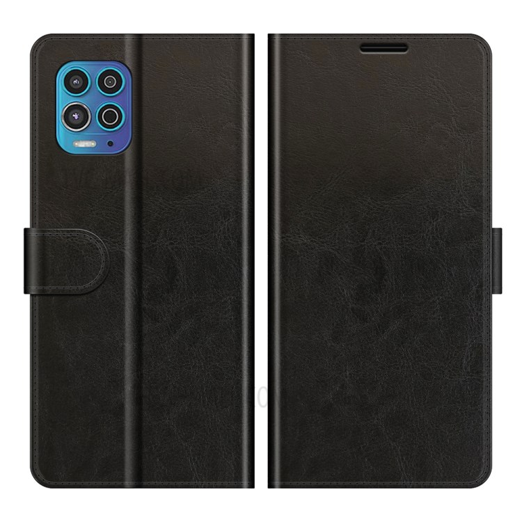 Crazy Horse Texture Leather Wallet Case for Motorola Edge S/Moto G100 - Black-1
