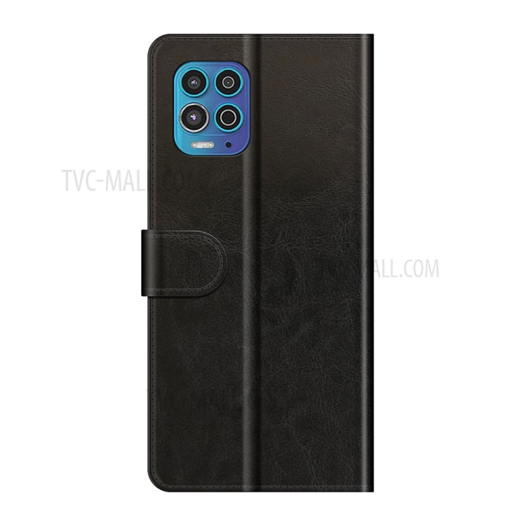 Crazy Horse Texture Leather Wallet Case for Motorola Edge S/Moto G100 - Black-3