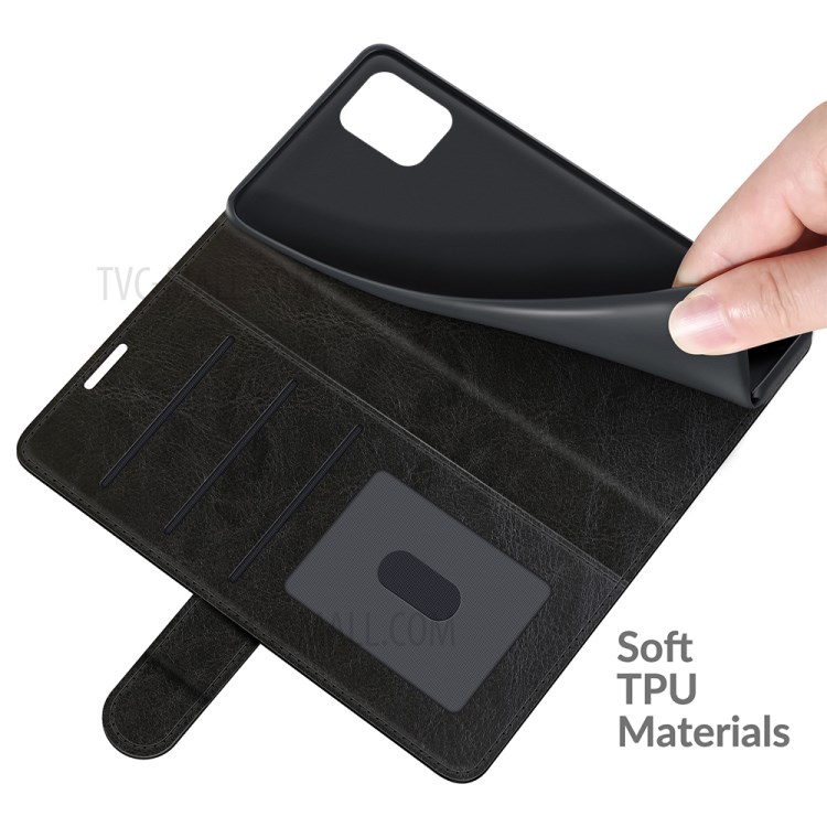 Crazy Horse Texture Leather Wallet Case for Motorola Edge S/Moto G100 - Black-7