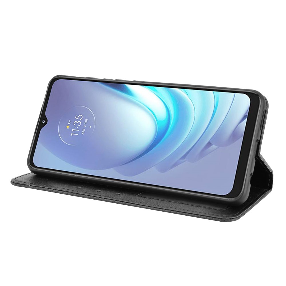 Vintage Style Phone Case Wallet Stand Magnetic Closure Leather Cover for Motorola Moto G50 - Black-6