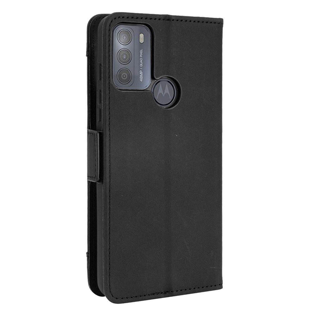 Wallet Design Multiple Card Slots Stand Leather Phone Case for Motorola Moto G50 - Black-4