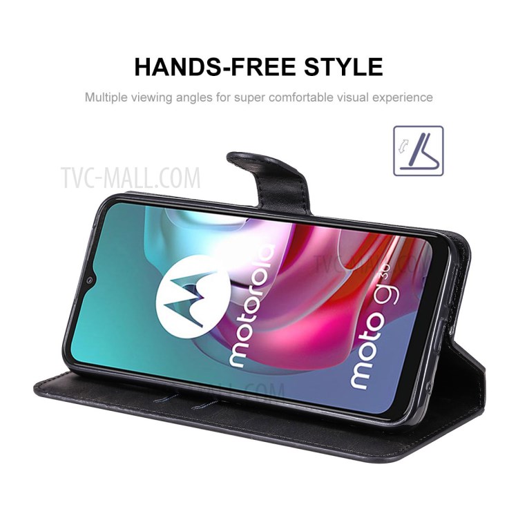 ENKAY PU Leather + TPU Protector Wallet Stand Cover for Motorola Moto G30/G10 - Black-3