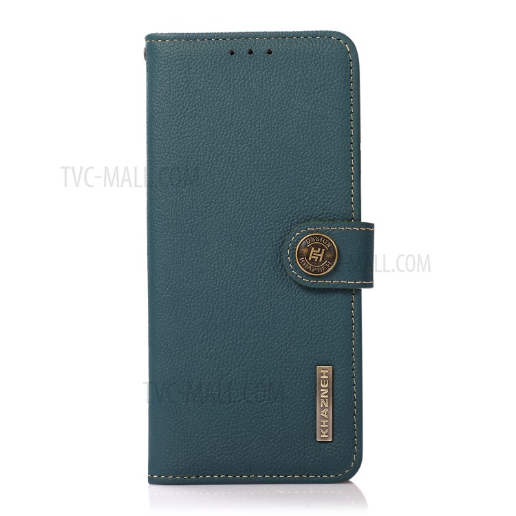 KHAZNEH Full Coverage Genuine Leather Phone Shell Case with RFID Anti-theft Swiping Design for Motorola Moto G60/G40 Fusion - Green-8
