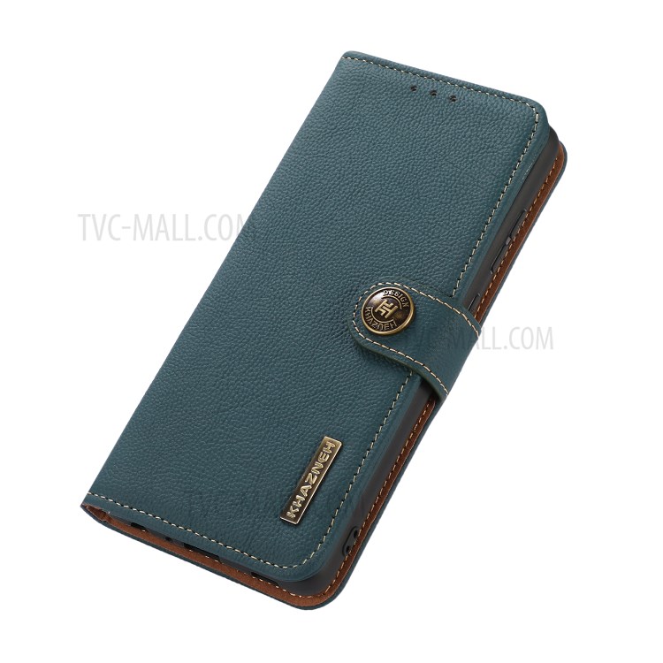 KHAZNEH Full Coverage Genuine Leather Phone Shell Case with RFID Anti-theft Swiping Design for Motorola Moto G60/G40 Fusion - Green-9