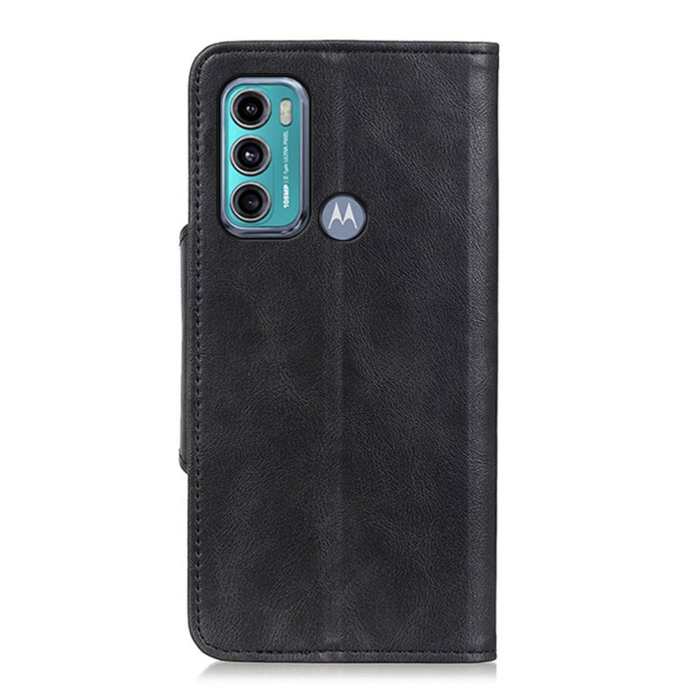 Stand Design PU Leather Wallet Case with Magnetic Closure Brass Buckle for Motorola Moto G60/G40 Fusion - Black-4