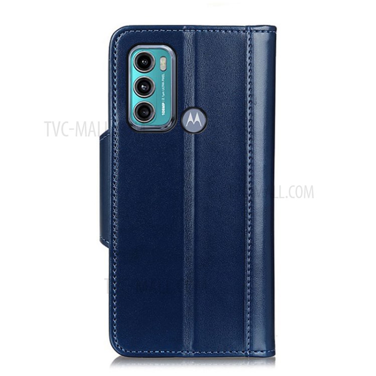 Magnetic Clasp Wallet Design PU Leather Stand Protection Case Shell for Motorola Moto G60/G40 Fusion - Blue-6