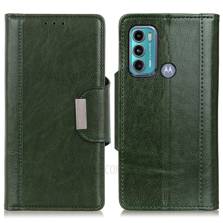 PU Leather Wallet Design Full Protection Phone Case with Stand for Motorola Moto G60/G40 Fusion - Green-1