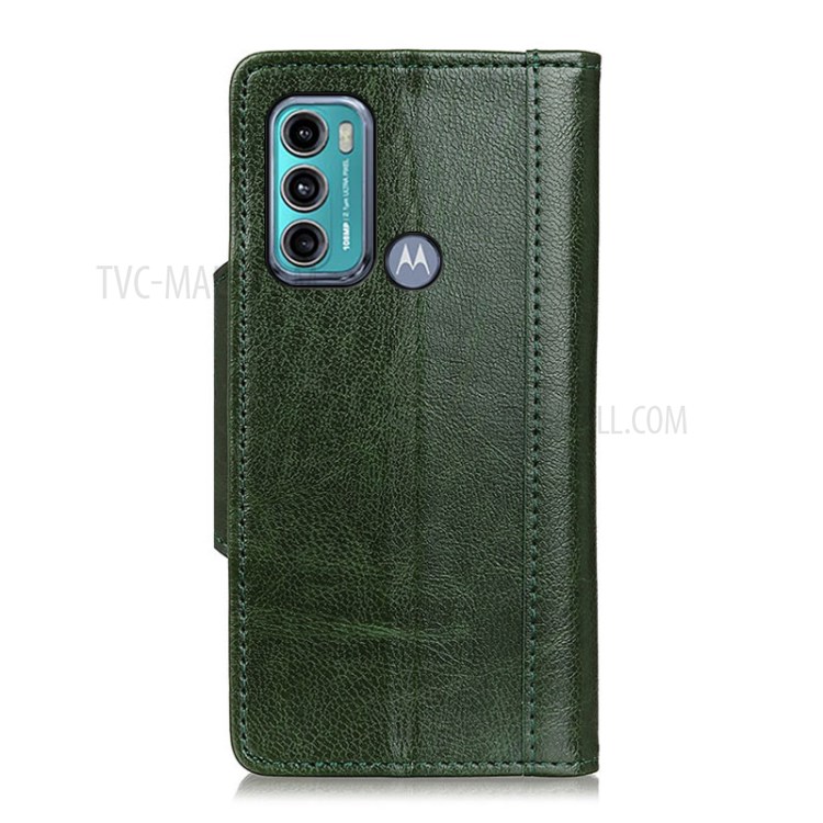 PU Leather Wallet Design Full Protection Phone Case with Stand for Motorola Moto G60/G40 Fusion - Green-6