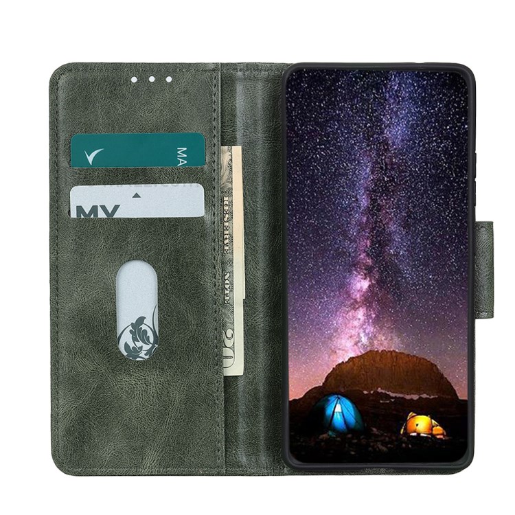 Wallet Design Crazy Horse Texture Folio Flip PU Leather Stand Protector Cover for Motorola Moto G60/G40 Fusion - Green-3