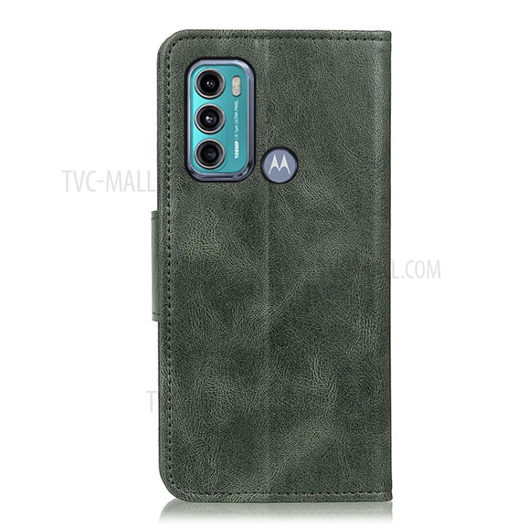 Wallet Design Crazy Horse Texture Folio Flip PU Leather Stand Protector Cover for Motorola Moto G60/G40 Fusion - Green-6