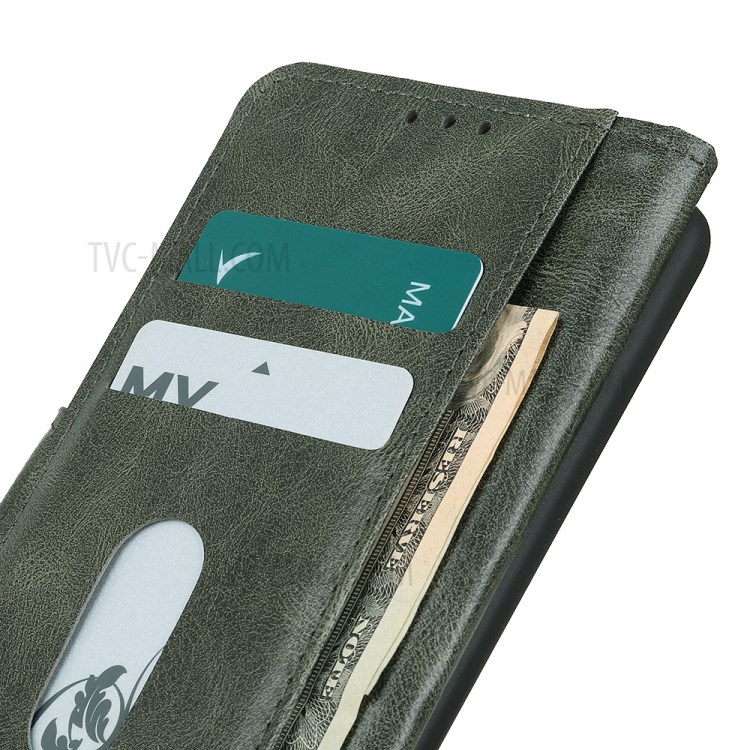 Wallet Design Crazy Horse Texture Folio Flip PU Leather Stand Protector Cover for Motorola Moto G60/G40 Fusion - Green-7