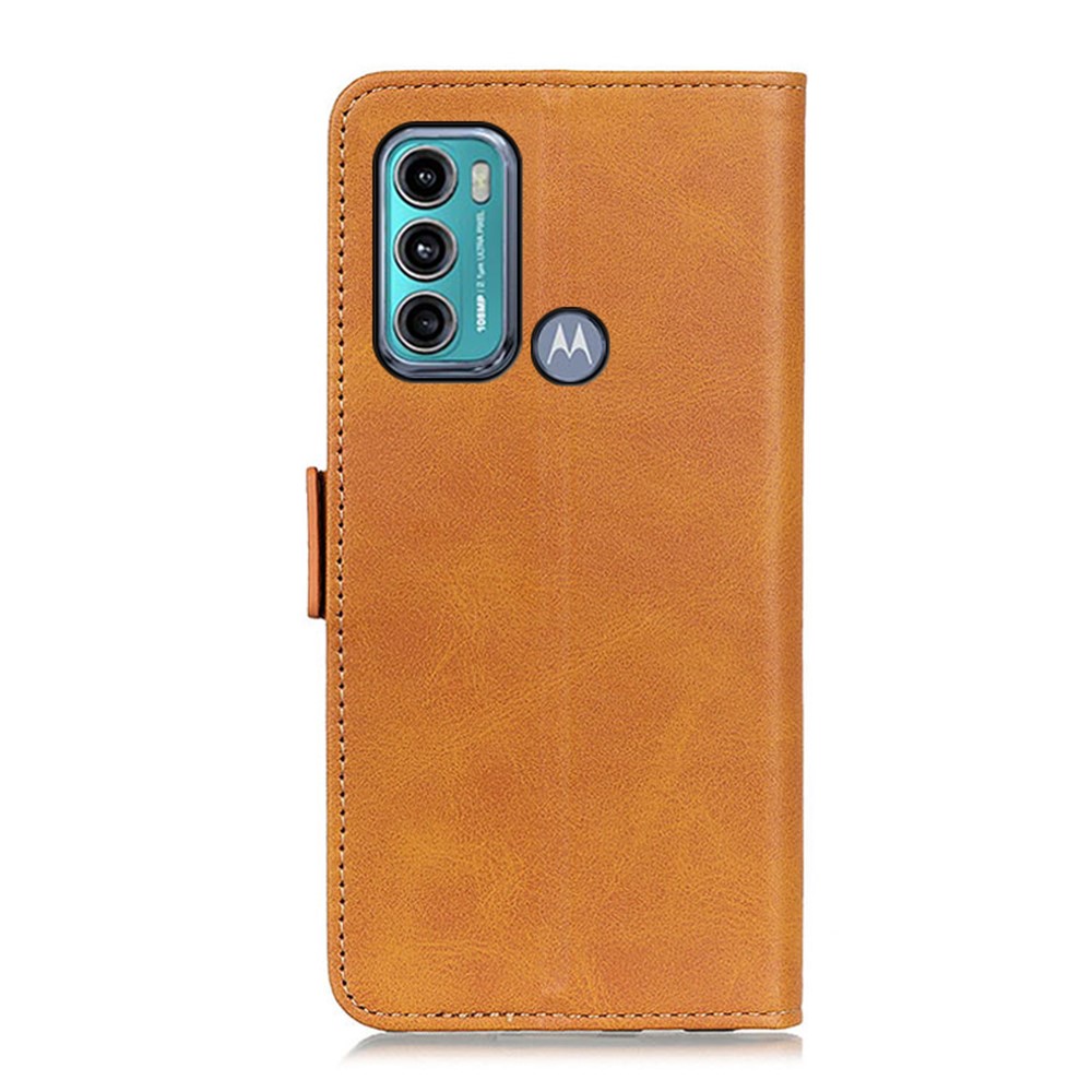 For Motorola Moto G60/G40 Fusion Magnetic Double Clasp Leather Wallet Case - Brown-4