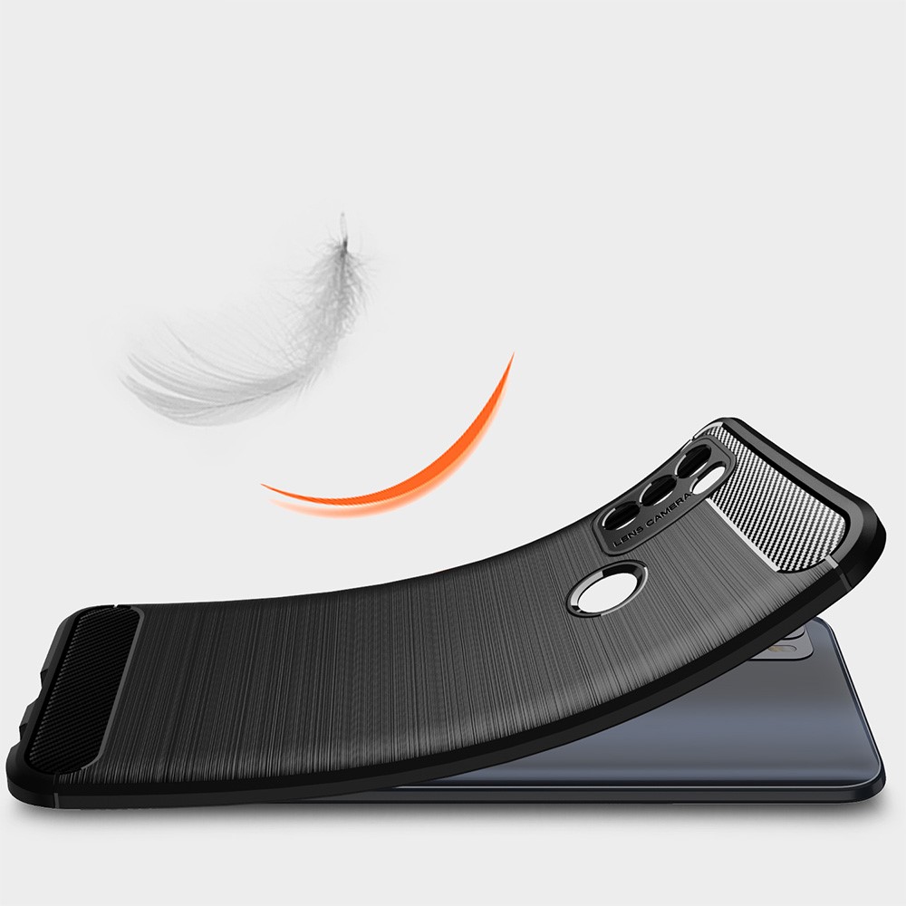 Brushed Carbon Fiber TPU Phone Protective Case Cover for Motorola Moto G50 - Black-6