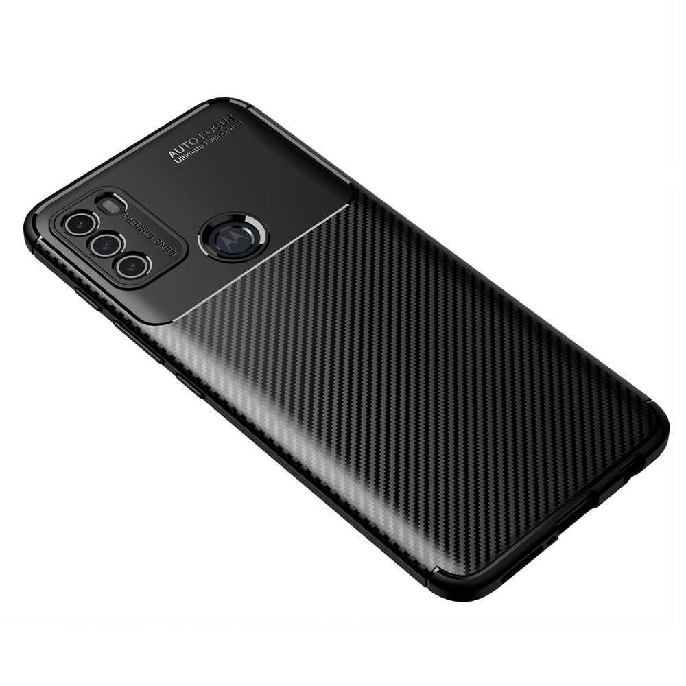 Carbon Fiber Skin Drop-proof Soft TPU Phone Cover Case Shell for Motorola Moto G50 - Black-2