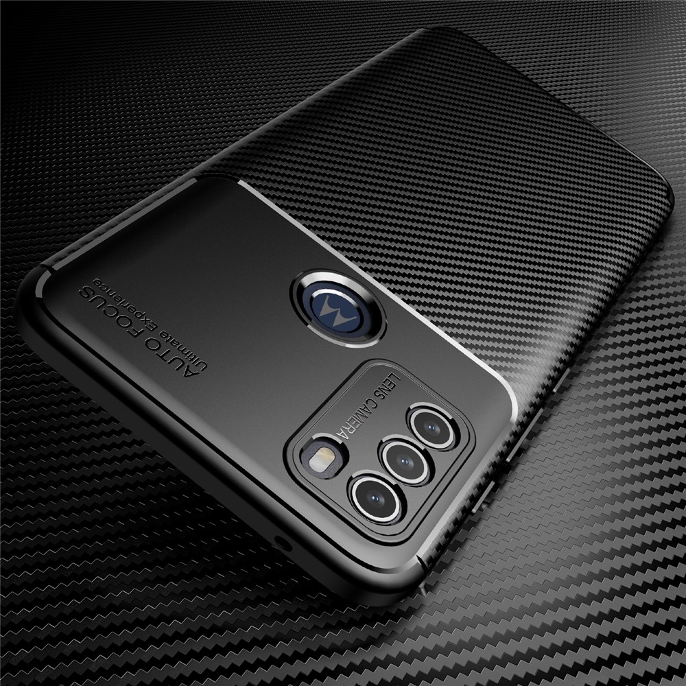 Carbon Fiber Skin Drop-proof Soft TPU Phone Cover Case Shell for Motorola Moto G50 - Black-4