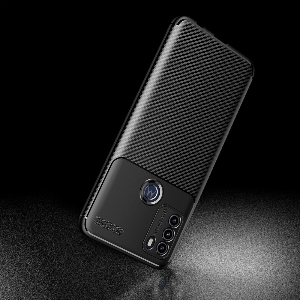 Carbon Fiber Skin Drop-proof Soft TPU Phone Cover Case Shell for Motorola Moto G50 - Black-7