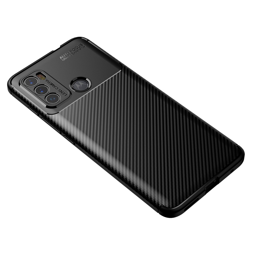 Carbon Fiber Texture Anti-fall TPU Mobile Phone Shell Cover Case for Motorola Moto G60 - Black-2