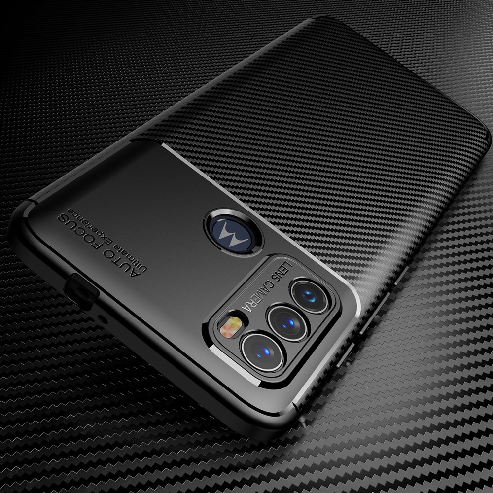 Carbon Fiber Texture Anti-fall TPU Mobile Phone Shell Cover Case for Motorola Moto G60 - Black-4