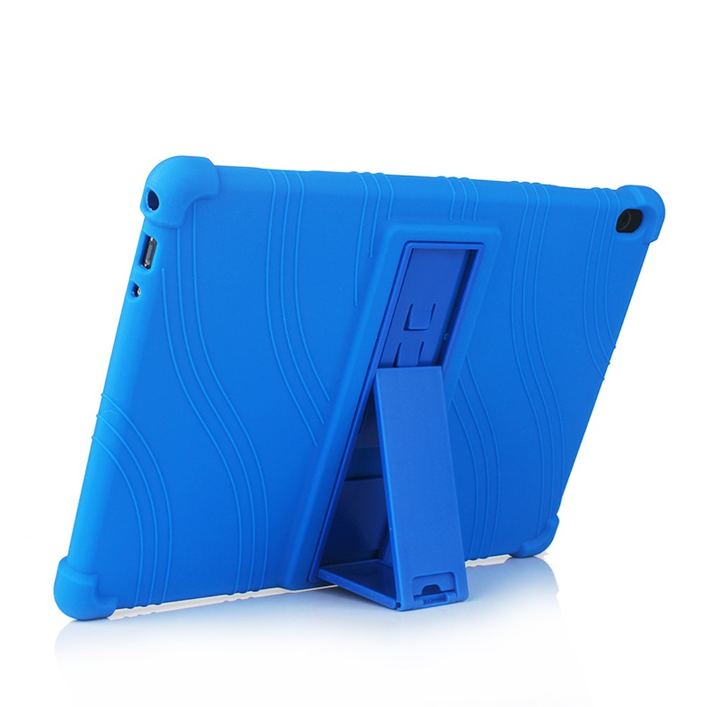 Slide-Out Kickstand Design Silicone Tablet Cover Case for Lenovo Tab M10 TB-X605F - Blue-3
