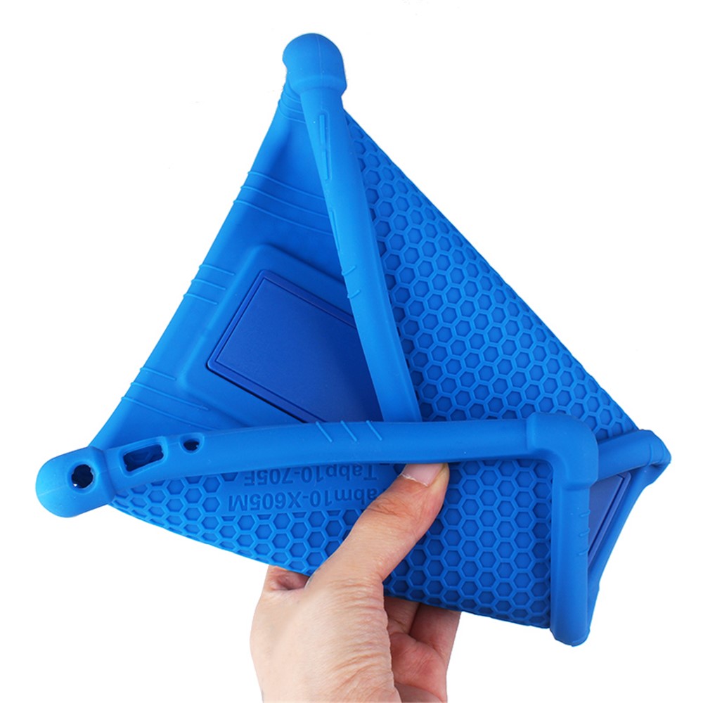 Slide-Out Kickstand Design Silicone Tablet Cover Case for Lenovo Tab M10 TB-X605F - Blue-7
