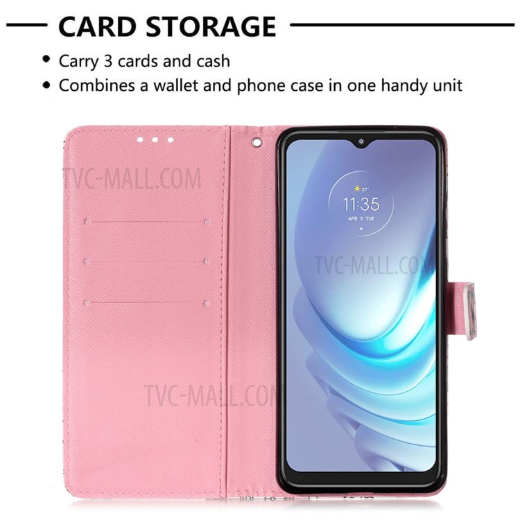 3D Pattern Printing Leather Protection Case Wallet Stand Phone Cover for Motorola Moto G50 - Rose Red Butterfly-6