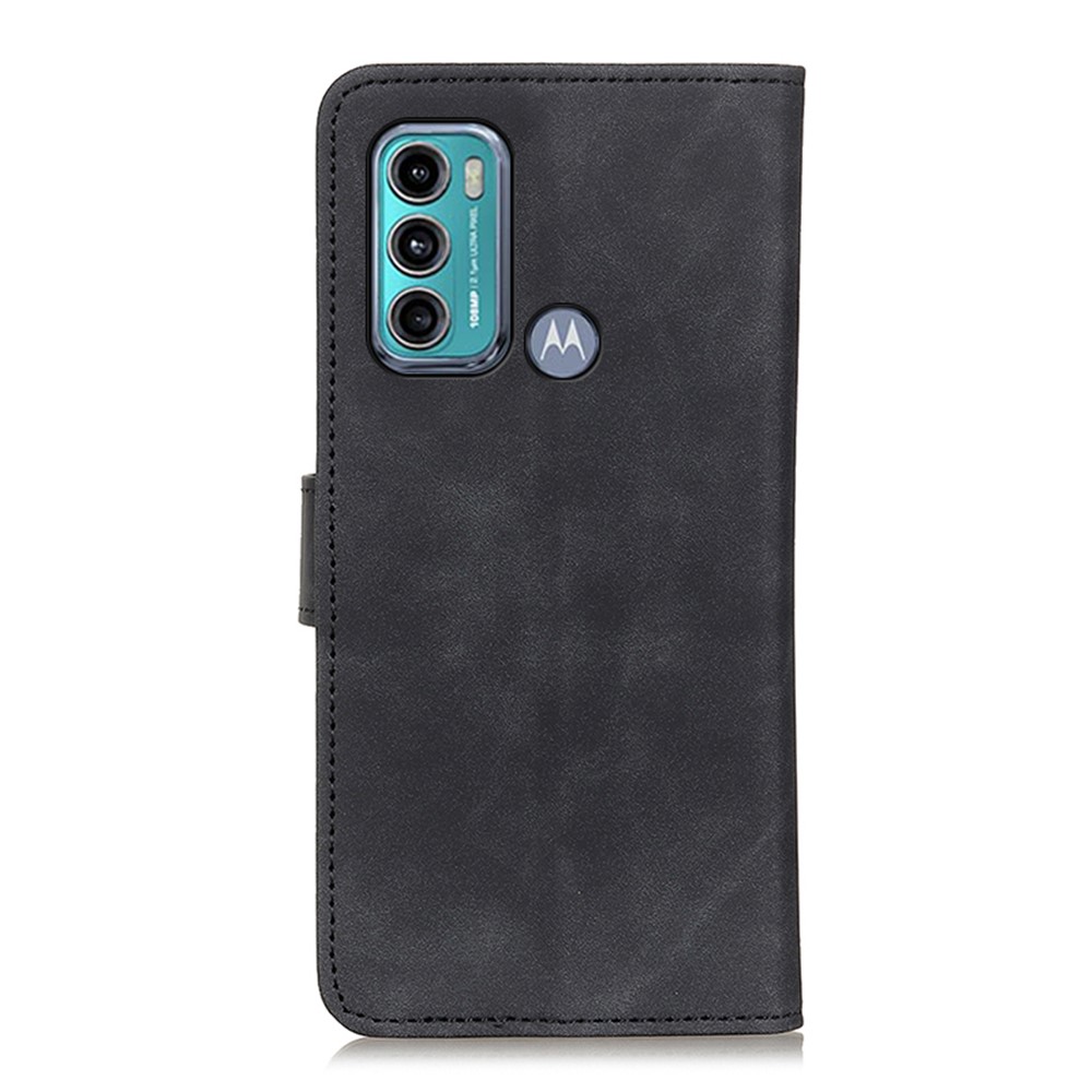 KHAZNEH Full Protection Wallet Design Retro Style PU Leather Stand Case for Motorola Moto G60/G40 Fusion - Black-6