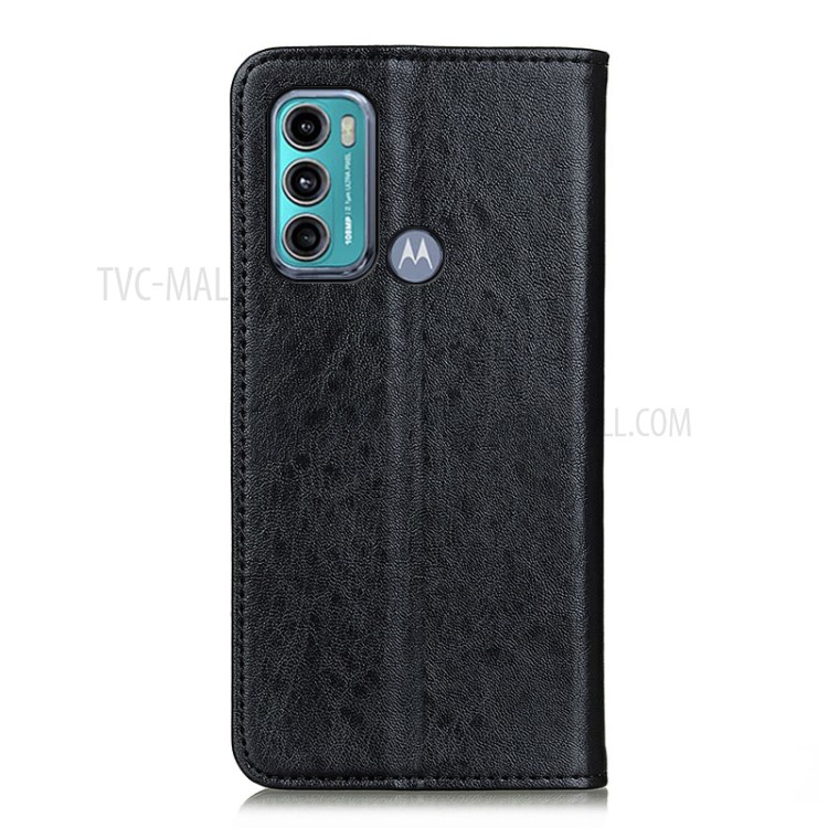 Auto-absorbed Crazy Horse Texture Leather Case Wallet Stand Shell for Motorola Moto G60/G40 Fusion - Black-6