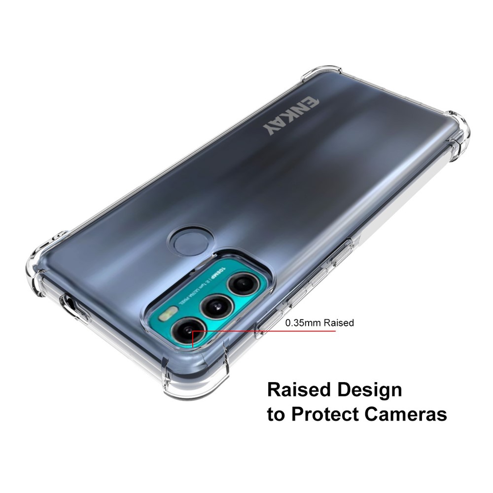ENKAY Flexible Anti-slip Strip Design 4 Corners Cushioned Transparent TPU Cover Case for Motorola Moto G60/G40 Fusion-3