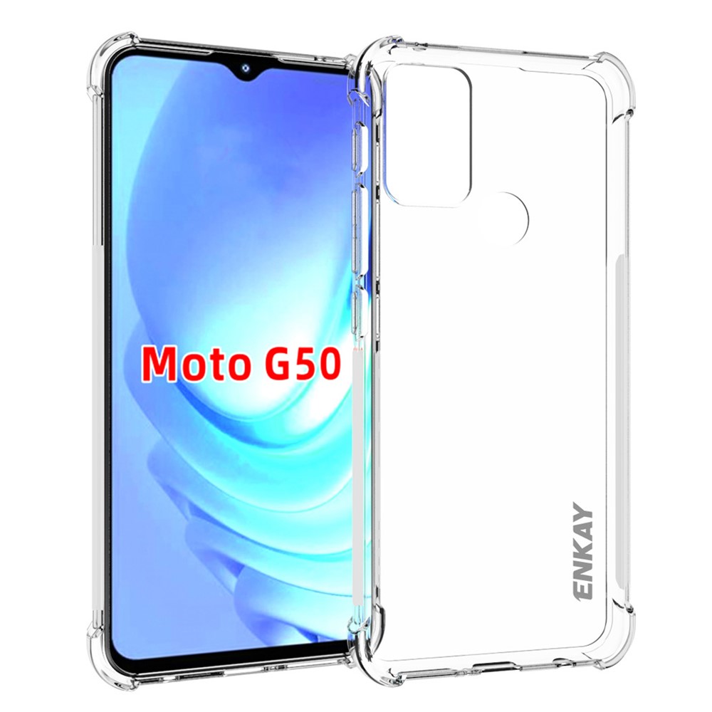 ENKAY Anti-slip Strip Design 4 Corners Thicken Airbag Transparent TPU Cover Flexible Case for Motorola Moto G50-1