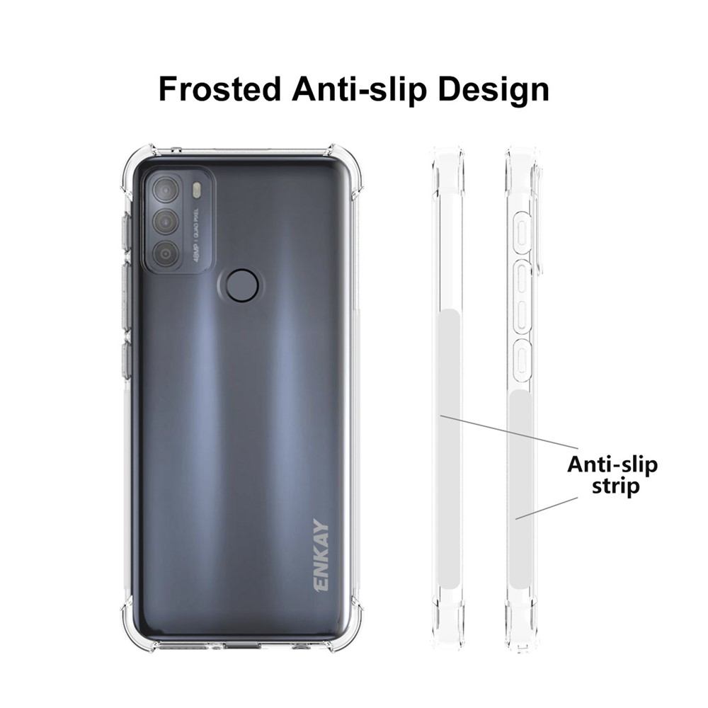 ENKAY Anti-slip Strip Design 4 Corners Thicken Airbag Transparent TPU Cover Flexible Case for Motorola Moto G50-4