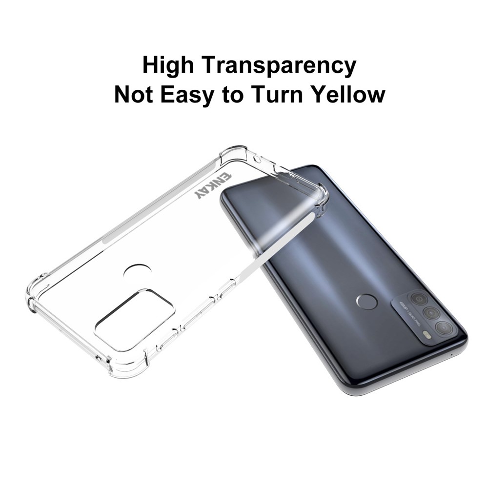 ENKAY Anti-slip Strip Design 4 Corners Thicken Airbag Transparent TPU Cover Flexible Case for Motorola Moto G50-5