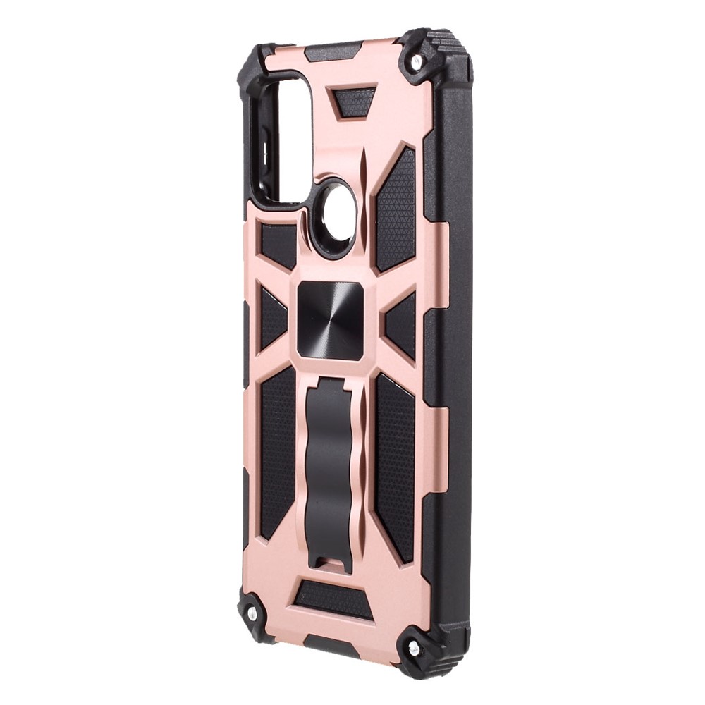 Shockproof Armor PC+TPU Phone Case with Magnetic Metal Sheet and Kickstand for Motorola Moto G10/G30 - Rose Gold-2