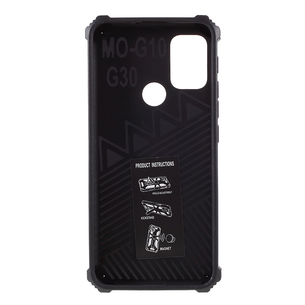 Shockproof Armor PC+TPU Phone Case with Magnetic Metal Sheet and Kickstand for Motorola Moto G10/G30 - Rose Gold-3