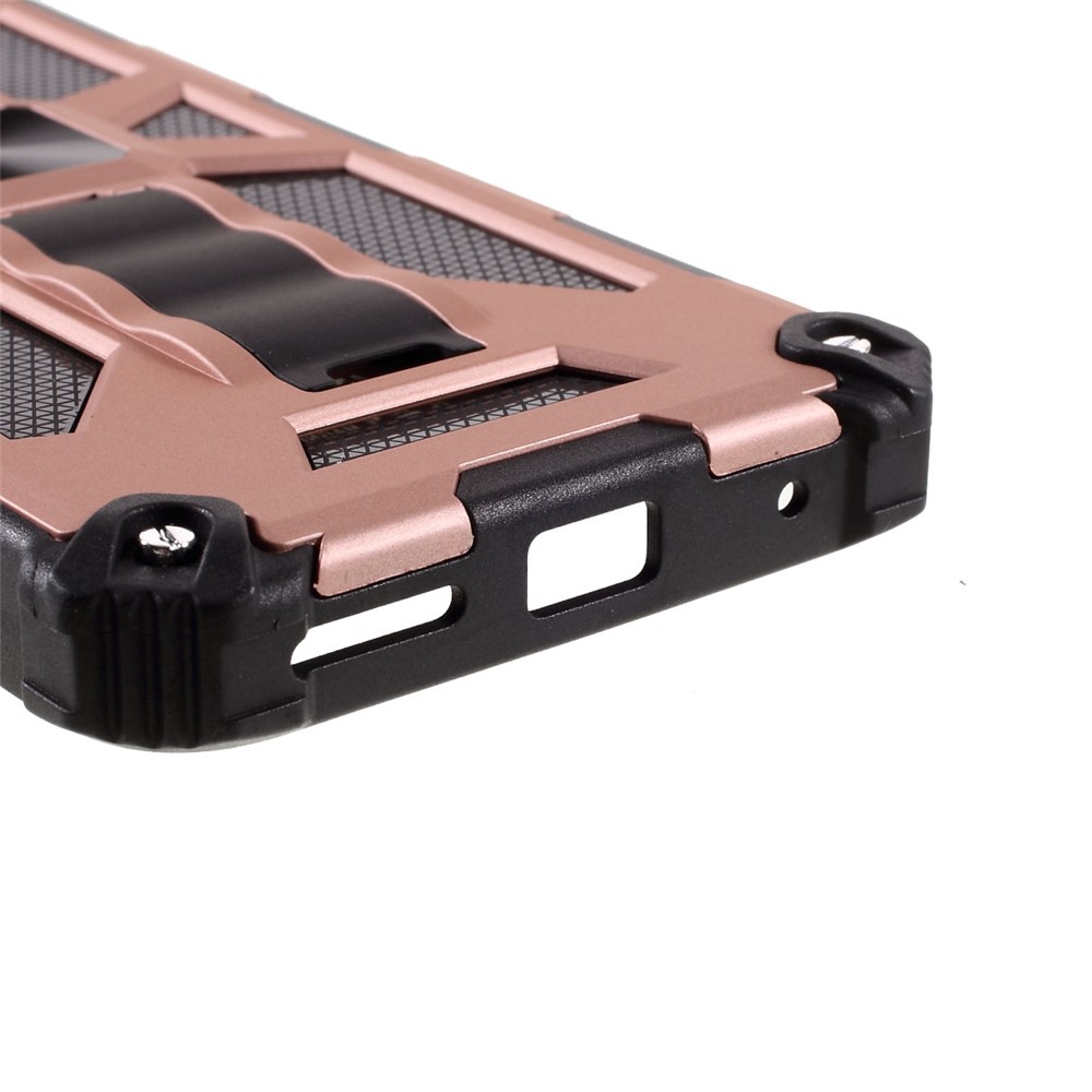 Shockproof Armor PC+TPU Phone Case with Magnetic Metal Sheet and Kickstand for Motorola Moto G10/G30 - Rose Gold-5
