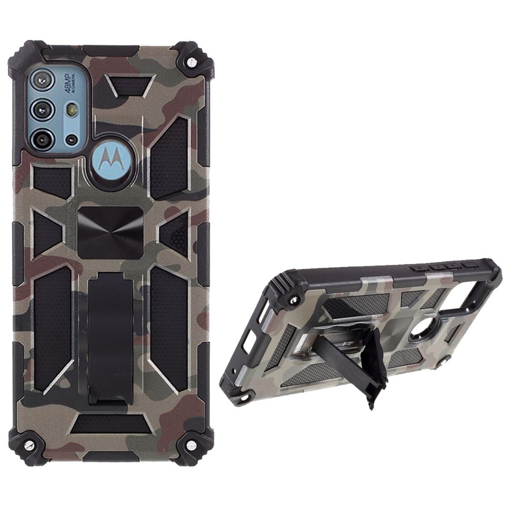 Camouflage Pattern Detachable 2 in 1 Design Phone Shell with Magnet Sheet for Motorola Moto G10/G30 - Army Green-1
