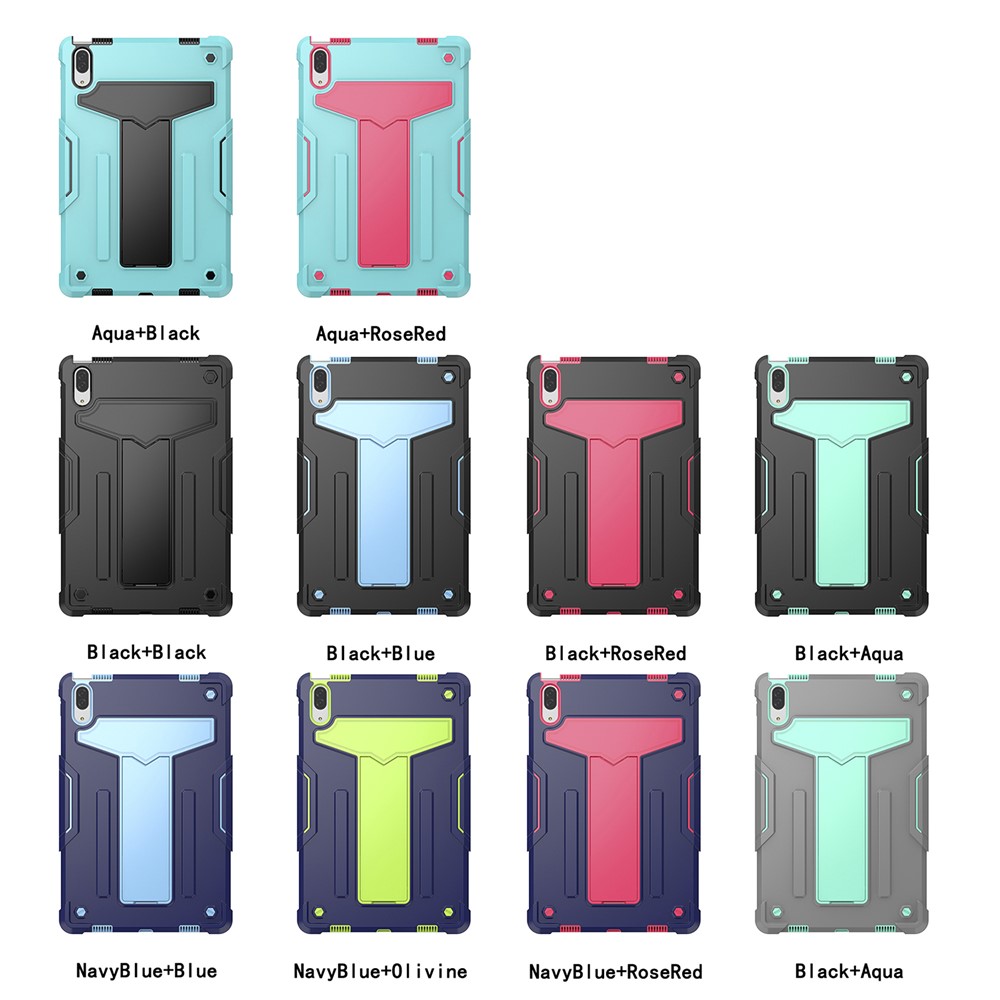 Foldable T-shaped Kickstand PC Silicone Shock-Proof Cover Protector for Lenovo Tab P11 Pro - Black-5